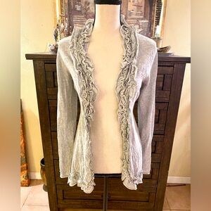 Anthropologie Guinevere Gray Ruffled Cardigan
